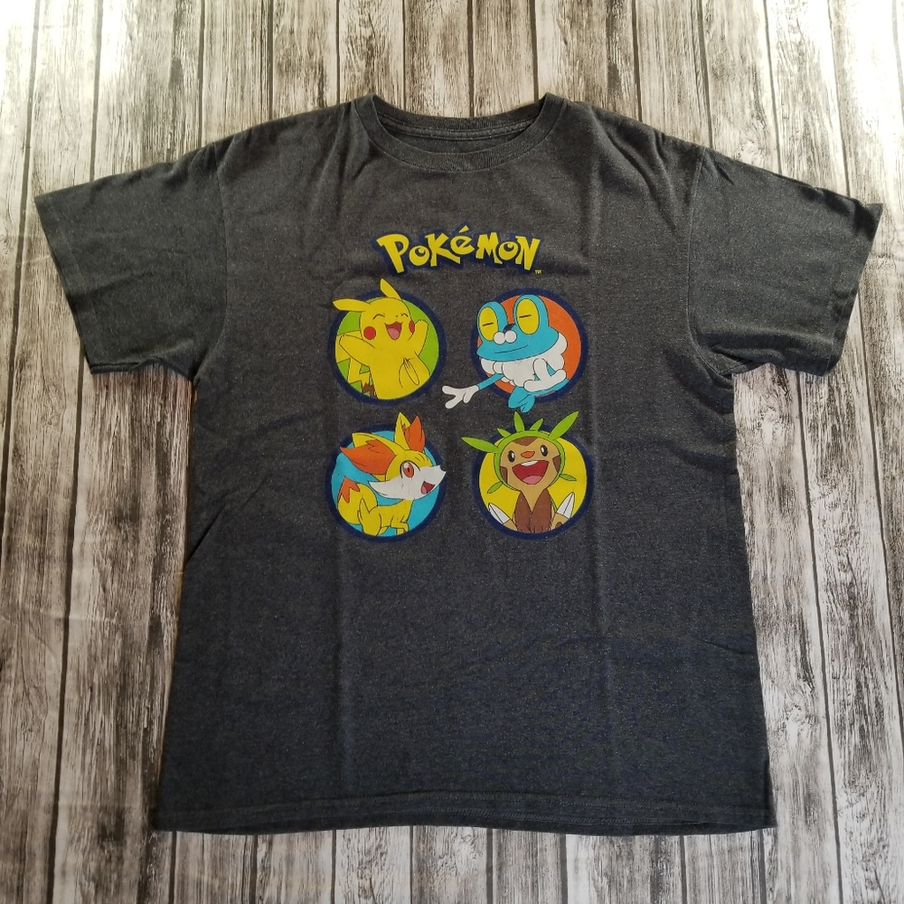Pokemon Youth T Shirt Size XL 19in Width 24.5in Length Grey Big Kids T Shirt
